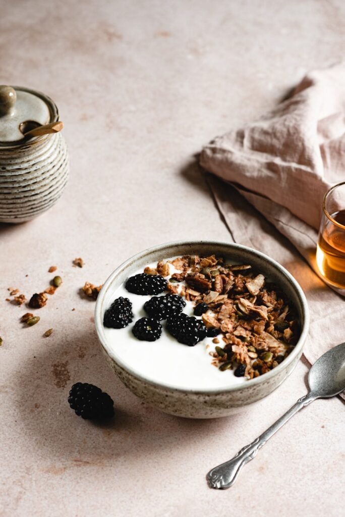 Fruit parfait with yoghurt and berries